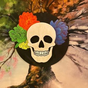 Wooden Painted Skull